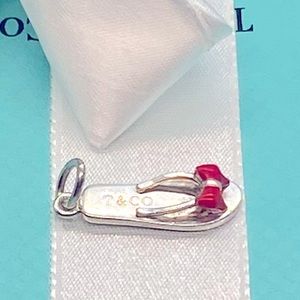 Tiffany & Co. Red Enamel Flip Flop Charm Sterling Silver